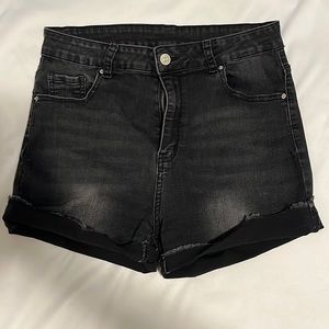 High waisted jean shorts